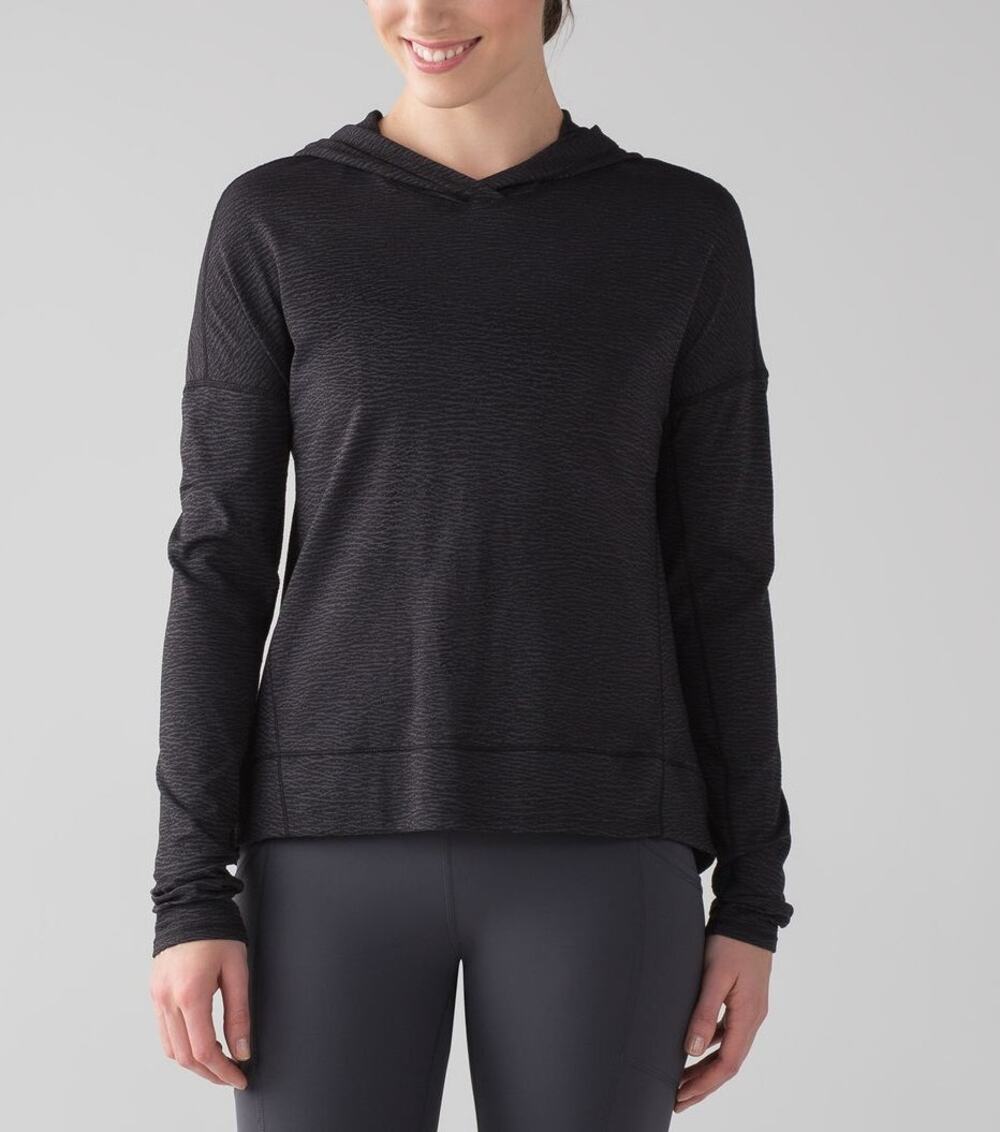 Lululemon Squad Goals Hoodie Sheer Luon Pebble Jacquard V2 Black Blue Tied 6